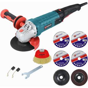 VERGING Angle Grinder, 4 1/2 Angle Grinder 12-Amp, 1400W Multifunctional High Power Grinder Tool with Grinding and Buffer Polishing Capabilities, Non-Slip Handle, and Auxiliary Handle Shockproof
