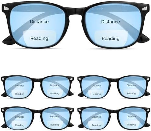 CCVOO 5 pack Reading Glasses for Women/Men, Bifocal, Progressive, Readers for Women/Men, Eye glasses, Blue Light Glasses+4.0