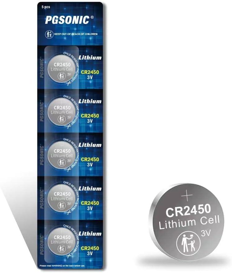 PGSONIC CR2450 3V Lithium Battery (5pcs) (5 Count (Pack of 1))