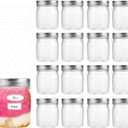 16 Pack 8OZ Sliver Plastic Jars With Screw On LidsPlastic Mason Jars Food Storage Container For Storing Dry Food, Candy, Cream,Peanut, Butter