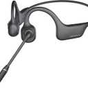 Bone Conduction Headphones with Mic, Bluetooth 5.3, Open-Ear Headphones with Noise-Canceling Rotated Boom Microphone, Wireless Headset Sweatproof Earphones for Working, Running, Driving(Black)