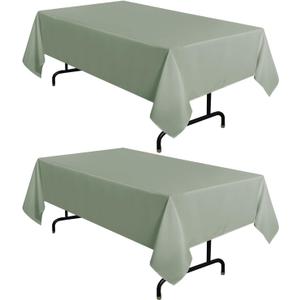 sancua 2 Pack Sage Green Tablecloth 60 x 102 Inch, Rectangle Table Cloth for 6 Feet Tables - Stain and Wrinkle Resistant Washable Polyester Table Cover for Dining Tables, Buffet Parties and Camping