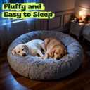Extra Large Donut Calming Dog Bed with Orthopedic Memory Foam Dogs,42 Inch Pet Bed Cuddler Anti Anxiety with Comfort Cooling Gel, Removable Waterproof Round Plush Cover Sofa for Machine Washable, Grey