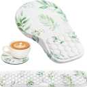 3 in 1 Ergonomic Mouse Pad and Keyboard Wrist Rest, Cute Mouse Pad with Wrist Support Massage Design, Non-Slip Wrist Pad for Mouse, Desk Mouse Set (Green Plant)