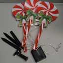 Set of 3 Solar Christmas Lights Decorations with 8 Lighting Modes, Solar Lollipop Pathway Stakes Lights, Outdoor Christmas Decor for Garden, Yard, Porch (Xmas Candy)
