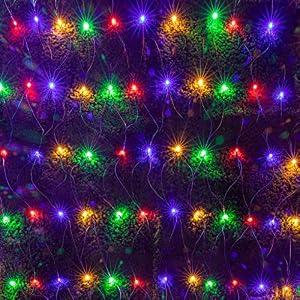 AWQ 200 LED 9.8ft x 6.6ft String Lights Net Mesh Christmas Lights 8 Modes for Christmas Wedding Party Home Garden Lawn Bushes Bedroom Indoor Outdoor Decor (9.8ft x 6.6ft, Multicolor)