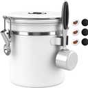 ShanSon Coffee Canister Airtight Coffee Container Stainless Steel Coffee Bean Storage Container with Scoop Coffee Canister for Beans Grounds Sugar Flour Tea Cereal,16OZ, White