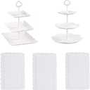 3-Tier Cupcake Dessert Stand Set, 5 Pieces, Round and Square Trays, for Weddings, Birthdays, Showers, Graduation Parties, Halloween, Christmas Decor