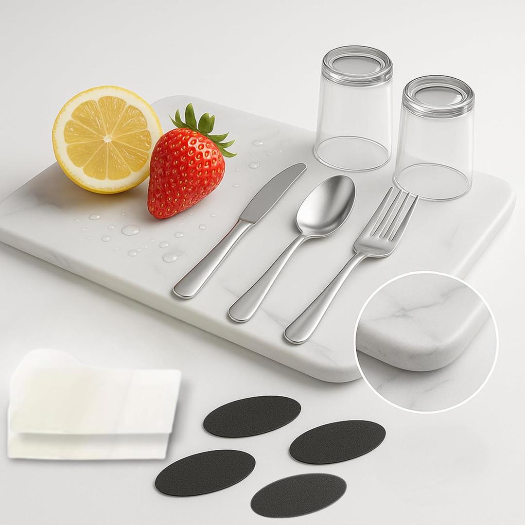 Stone Dish Drying Mat for Kitchen Counter - 7 PCs Set with 2 Non-Slip Pads & 4 Sandpapers | Dishes Drainer Pad | Quick Dry Diatomaceous Marble Super Absorbent Earth Mats | 17.7  13.7 Inches