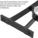 uxcell Double Curtain Rod Bracket, 4Pcs - Aluminum Alloy Curtain Rod Holders, Curtain Rod Hooks Fit for 0.8-1 Inch Drape Poles for Wall Hanger (Black)