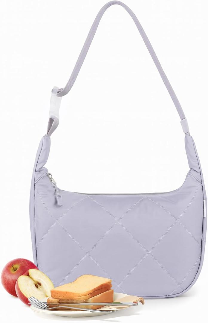 Lunch Bag Lunch Tote for Women, Insulated Lunch Box with Adjustable Strap, Leakproof Cooler Bag High Capacity Food Lunch Container for Work, Office, Picnic, Light Purple