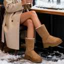 Genuine Suede Women's Snow Boots for Women Mid Calf Boot with Side Zipper Comfortable Warm Winter Boot Anti-Slip Outsole Outdoor Brown Size 7.5 (Brown)