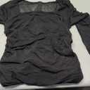 BORIFLORS Women's Sexy Ruched Bodycon Mini Dress Mesh Long Sleeve Club Party Short Dresses, X-Large, Black, Was used, Smell