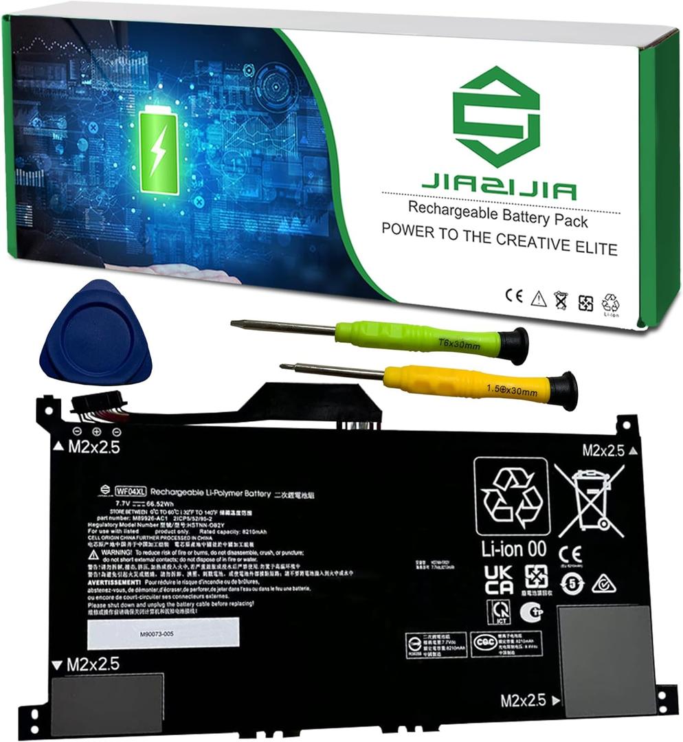 WF04XL Laptop Battery Replacement for HP Envy X360 2-in-1 13-BF0000 Series Notebook M90073-005 M89926-AC1 HSTNN-OB2Y TPN-IB0O M89926-1D1 WF04066XL Black 7.7V 66.52Wh 8210mAh