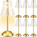 6 Pcs Cordless Table Lamp Gold Cordless Battery Operated Touch Table Lamps Rechargeable 3 Color Dimmable LED Portable Flower Lamp for Bedroom Living Room Kitchen Dining Outdoor