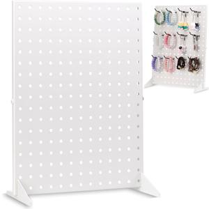 Pegboard Display Stand for Craft Shows & Fairs - Metal Store Display for Selling Accessories, Earring, Jewelry, Pin Display Stands for Retail Stores, Vendors & Events - 17" x 13 Designer White