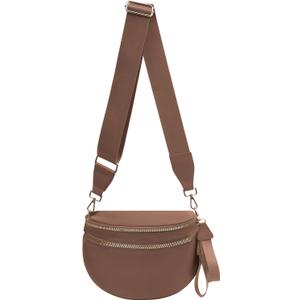 Nylon Crossbody Bags Bum Bag for Women Large Sling Bag Purse with Adjustable Strap（Caramel）