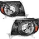 AUTOSAVER88 Headlight Assembly Compatible with 05-11 Tacoma 2005 2006 2007 2008 2009 2010 2011 Pickup Truck Headlight Assembly OE Style Replacement Black Housing Amber Reflector
