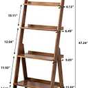 Maydear Bamboo Ladder Shelf Bookcase, 4-Tier Leaning Bookshelf Free Standing Organizer Storage Shelves for Living Room, Bedroom, Kitchen, Home Office, Balcony (Dark Walnut)