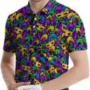 Golf Shirts for Men Funny Polo Short Sleeve Performance Moisture Wicking Quick Dry Mens Hawaiian Polo Shirt (Purple, M)
