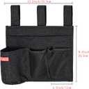 Linen Bedside Caddy, Bedside Storage Organizer for Hospital Beds, College Dorm Rooms or Baby Bed (4 Pockets-Black)