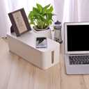 Cable Organizer Box Set of Three, Power Cover Cord Holder Surge Protector for Desk (White)