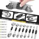 16 Pieces Measuring Cups and Magnetic Measuring Spoons Set Stainless Steel,8 Measure Cups with Silicone Handle and 7 Double Sided Magnetic Measure Spoons & 1 Leveler