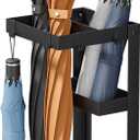 Umbrella Stand, Steel Umbrella Holder Rack with Small Shelf, for Entryway, Office, 4 Hooks, Black