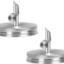 Spout Pouring Lids for Regular Mouth Stainless Steel Mason Jar.Auto-locking and Free Flow. Suitable for Oils,Moonshine,Vodka and All Liquids(NO JAR) (2pack 2.75 Inch Regular Mouth)