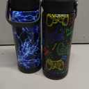Boys Water Bottle with Straw,18 oz Kids Insulated Cups with Stainless Steel Leak Proof for School,Sport&Travel2packLightning+Game-Graffitig