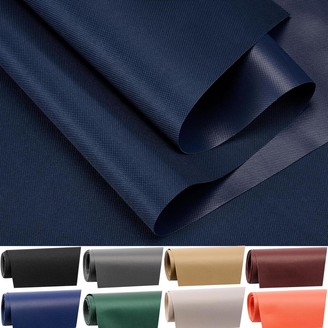 Waterproof Canvas Fabric by The Yard 60" W 600 Denier PVC Backing Water Repellent Polyester Upholster Fabric Material for Indoor Outdoor Marine Awning Tent Craft DIY(1 Yard, Dark Blue)