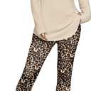 SOLY HUX Women's 2 Piece Outfits Long Sleeve Bow Print T Shirt Tops and Leopard Leggings Pants Set Fall Clothes, L