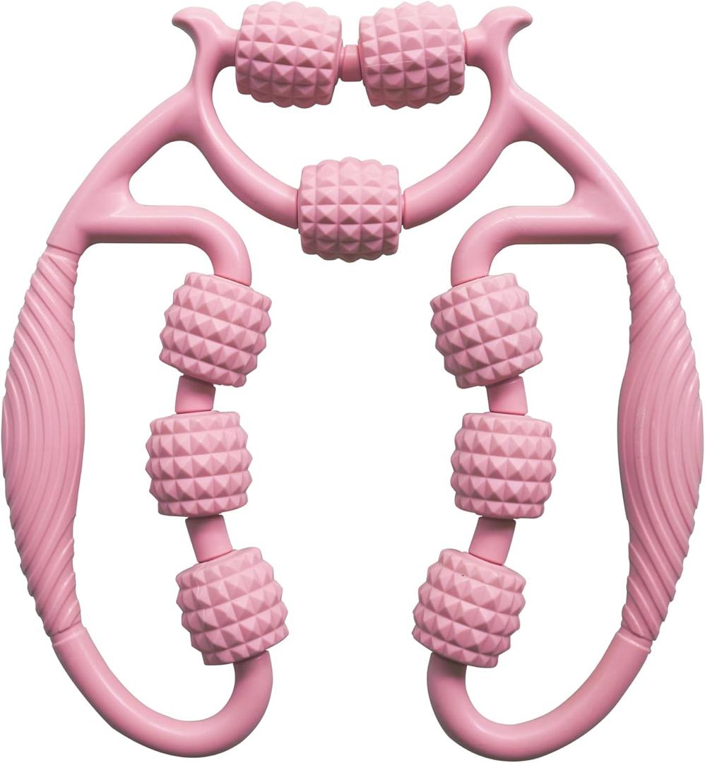 Nine-Wheel Muscle Roller - Arm & Leg Massager, Deep Tissue Massage Roller for Forearm, Legs, Calves, Arms - Trigger Point Foam Roller for Physical Therapy & Muscle Relief (Pink)