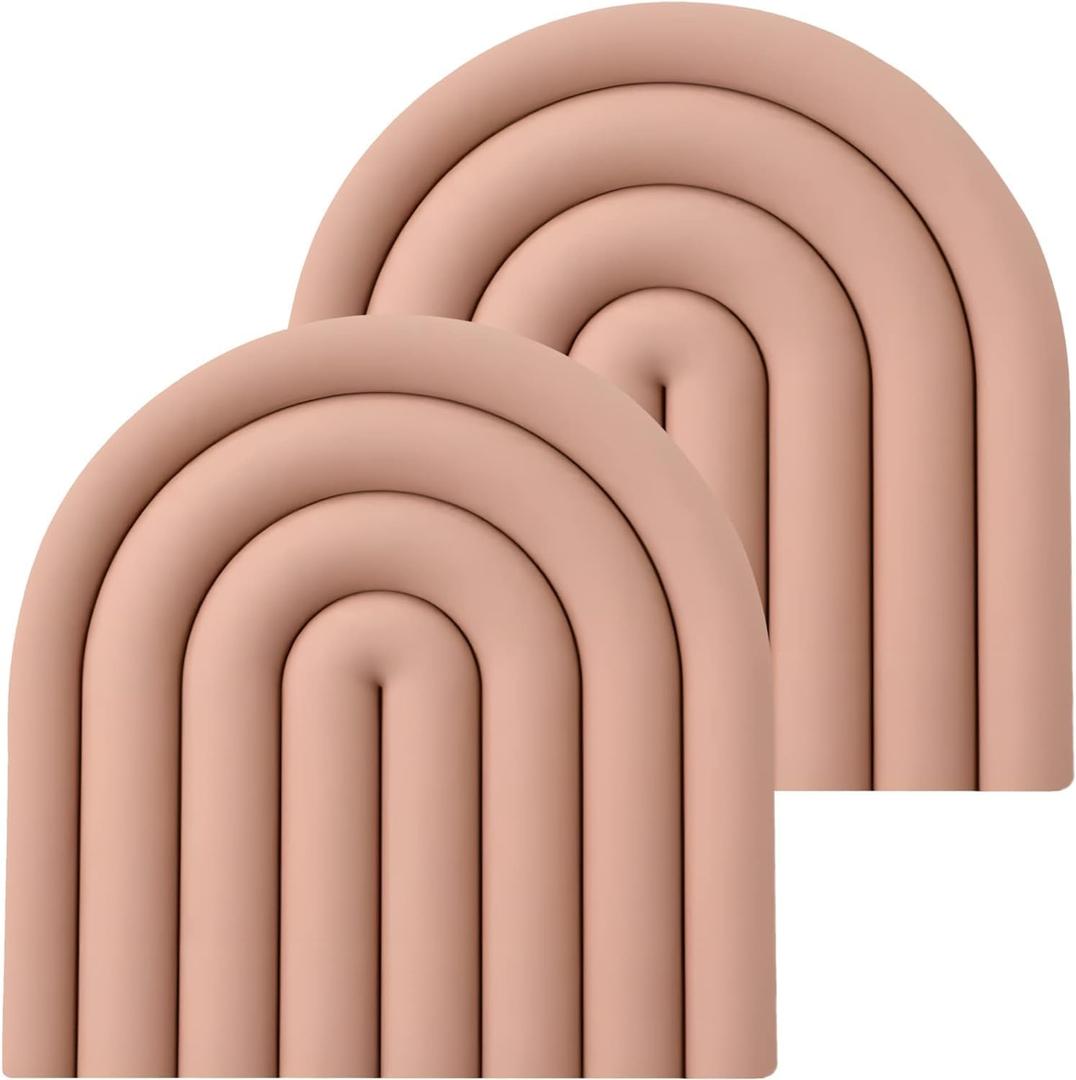 2 x Clean & Pure Silicone Trivets for Hot Pots and Pans - Stylish and Colorful Pot Holders, Heat Resistant Mats for Countertop, Hot Pads, Modern Multi-Purpose Trivet Mat, Coasters (Set of 2) (Pink)