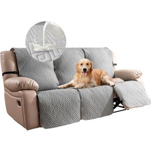 Genina 100% Waterproof Recliner Sofa Covers for 3 - Cushion Couch - Non - Slip, Washable Pet - Friendly Furniture Protectors. Ideal for Homes with Kids & DogsLight Grey