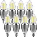 gezee LED Candelabra Bulb, Non-Dimmable, 100 Watt Equivalent, 12W LED Candle Bulbs, Daylight White 6000K, 120V, 1200Lumens, E12 Base, Chandelier Bulbs(8-Pack)