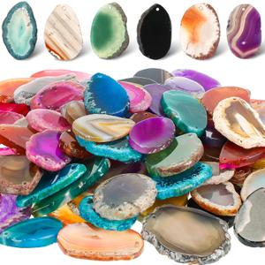 Nuenen 50 Pcs Polished Agate Slices Bulk Light Table Slices Crystals Healing Crystals Geode Stones Irregular Agate Pendants Gemstones for DIY Jewelry Making Home Decor(Large)