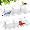 Clear Bird Bath Bird Feeder for Outside Window Glass, Transparent Birdbath with Strong Suction Cups for Viewing, Bird Watching Gifts for Elderly Parents, 2 Packs