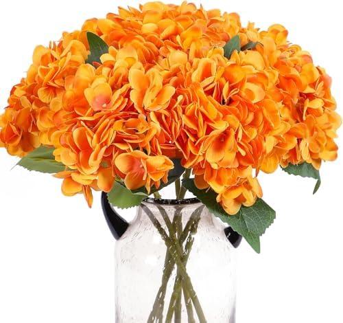Blooming Paradise Pack of 3 Artificial Fake Flowers Plants Silk Hydrangea Arrangements Wedding Bouquets Decorations Plastic Floral Table Centerpieces Home Kitchen Garden Party Festival Bar(Orange) Blooming Paradise Pack of 3 Artificial Fake Flowers Plants Silk Hydrangea Arrangements Wedding Bouquets Decorations Plastic Floral Table Centerpieces Home Kitchen Garden Party Festival Bar(Orange)