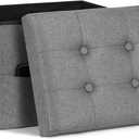 Storage Ottoman. Foot Rest Stool with Thicker Foam Padded Seat. Linen Footstool Storage Bench, 350 lbs Folding Bench Small Ottoman for Living Room, Bedroom, Coffee Table. 17x13x13in, Dark Gray