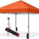 COOSHADE Durable Easy Pop Up Canopy Tent with Roller Bag,10x10, Orange | Patented CenterLock,Instant Canopy,for Events,Party,Camping,4 Sandbags,8 Stakes and 4 Ropes