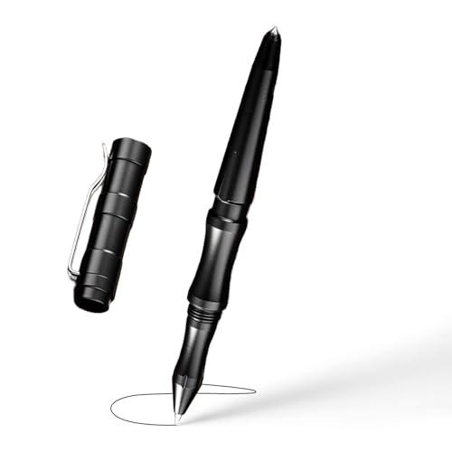 Origin-Joy 2 Pack Tactical Pens Self Defense, Military EDC Glass Breaker Pen for Men and Police, Personal Survival Metal Pen with 8 Black G2 Refills (AL03-Black)