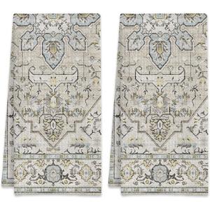 Beige Boho Retro Hand Towels Set of 2,Waffle Weave Soft Absorbent Kitchen Dish Towels,Decorative Bathroom Towel for Hotel Bath Gym Yoga 16"x24"