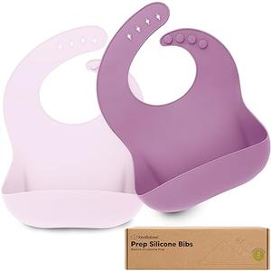 KeaBabies 2-Pack Silicone Baby Bibs for Eating - Sturdy Food-Grade Silicone Bibs for Babies Girl, Boy, Large Food Catcher, Clean & Put On Easily, Waterproof Toddler Feeding Essentials (Alps)