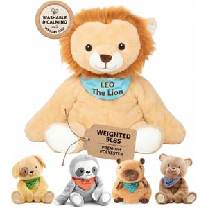 Lilly's Love Weighted Stuffed Animals for Adults & Kids  5lb Calming Lion Plush for Anxiety, ADHD & Sensory | Machine Washable Weighted Stuffed Animal w/Removable Insert | Leo The Lion