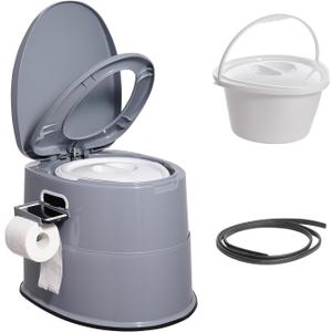 VEVOR RV Toilet for Camping, Portable Toilet with 1.3 Gal Detachable Inner Bucket & Removable Paper Holder, Commode with Dual Lids, Travel Toilet for Outdoor Camping Car Long Road Trips