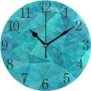 Bolaz Silent Non Ticking Round Wall Clock, Geometric Teal Blue Triangle Home Decor Battery Operated for Living Room, Kitchen, Bedroom (Multi 1)