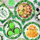 150Pcs St Patrick's Day Paper Plates and Napkins Serve 50, Green Shamrock Paper Plates Dinner Dessert St Patricks Day Napkins, Disposable Party Decorations, Irish Party Supplies Themed Tableware Set