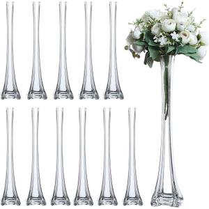 Craft And Party, Pack of 12, Eiffel Tower Vases Centerpiece for Flower, Wedding, Decoration, (20" - Set of 12, 20" Clear)