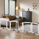 PUPETPO Freestanding Pet Gates with Walk Through Door, Dog Indoor Fence, Dog Gate for The House, Stairs, Extra Wide Pet Gate, Support Feet Included, 120 Inch Wide, 6 Panels 24" Tall, White & Black